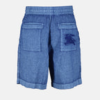 Shorts Short en lin Cavalier Burberry Blu Homme