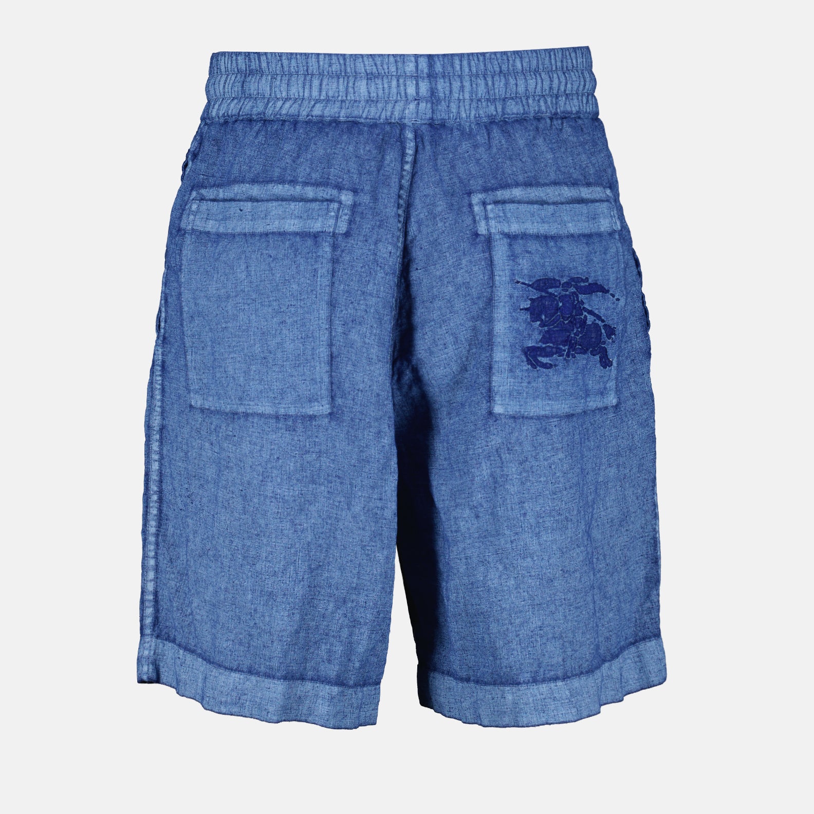 Shorts Short en lin Cavalier Burberry Blu Homme