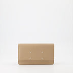 Petite maroquinerie Portefeuille Four stitches à chaîne Maison Margiela Beige Femme