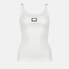 Tops Débardeur à logo plaque Dolce & Gabbana Blanc Femme