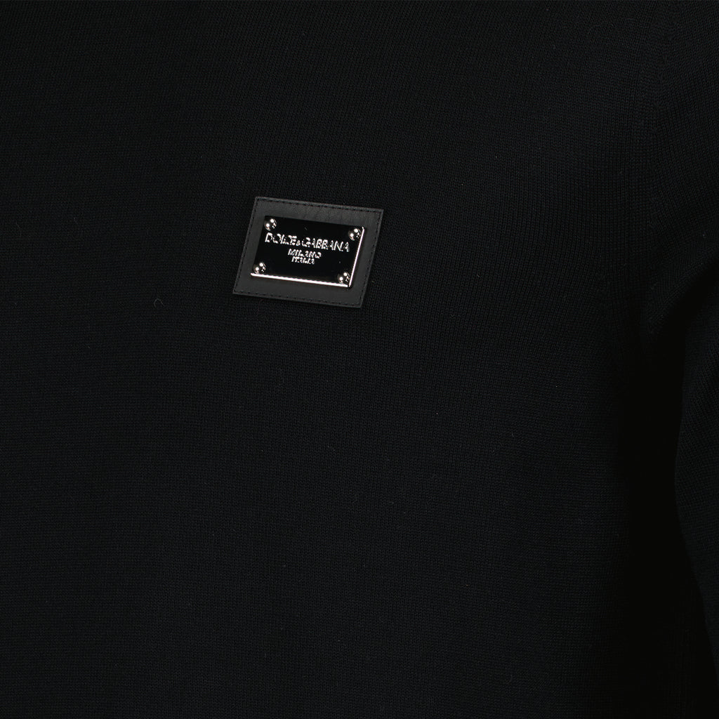 Maille Col roulé à logo plaque Dolce & Gabbana Noir Homme
