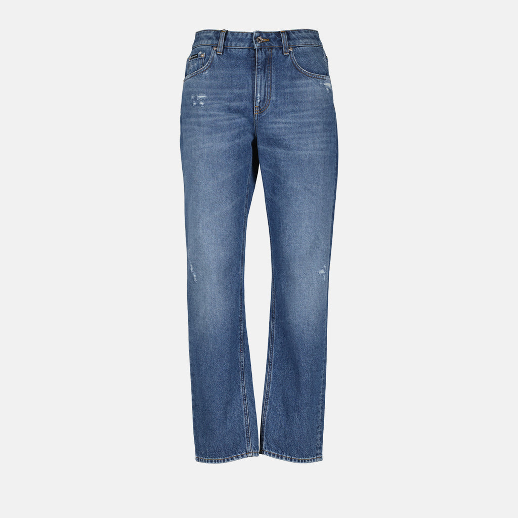 Pantalons Jean droit délavé Dolce & Gabbana Bleu Femme