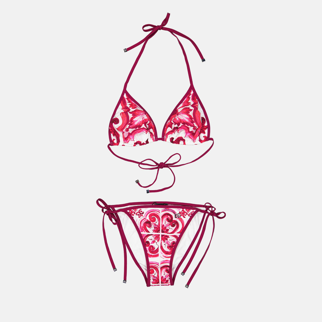 Moda de playa Bikini imprimé Majoliques Dolce & Gabbana Rosa Femme