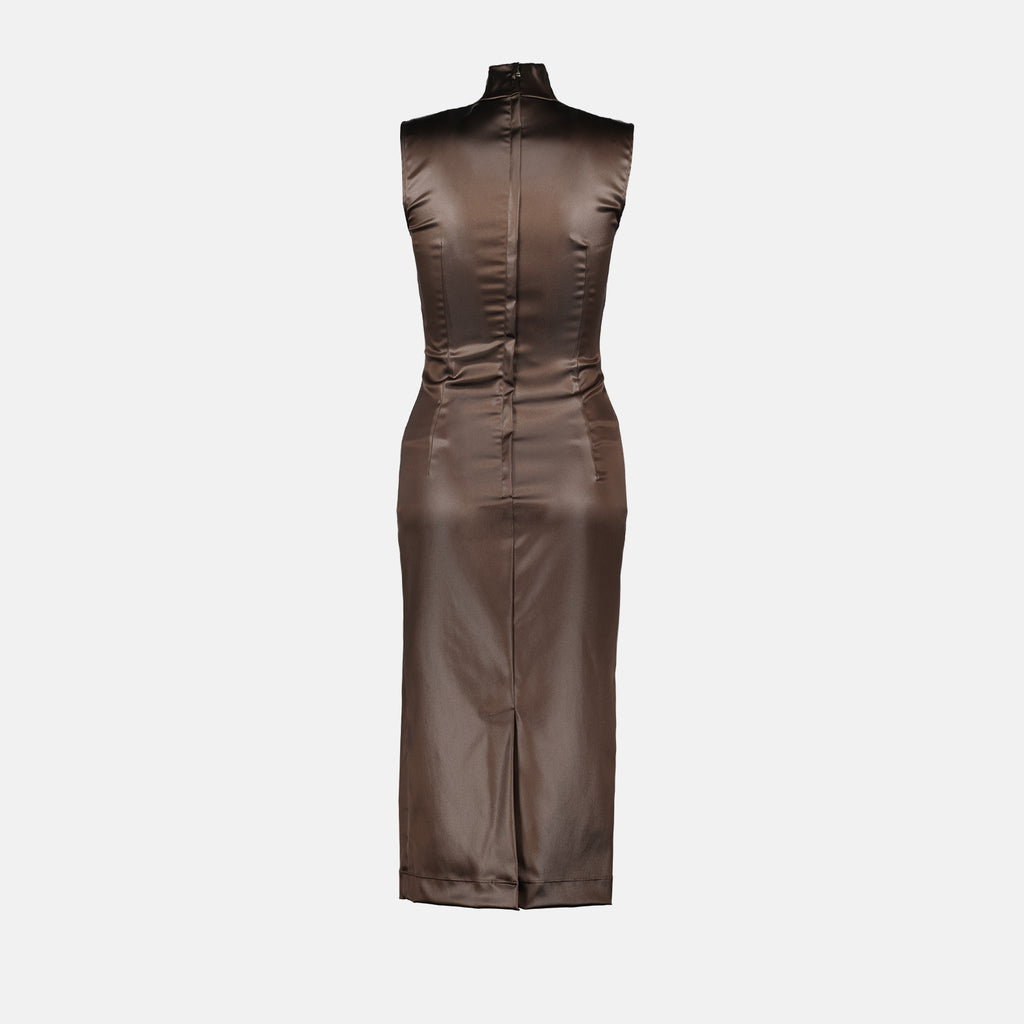 Robes Robe en satin brillant Dolce & Gabbana Marron Femme