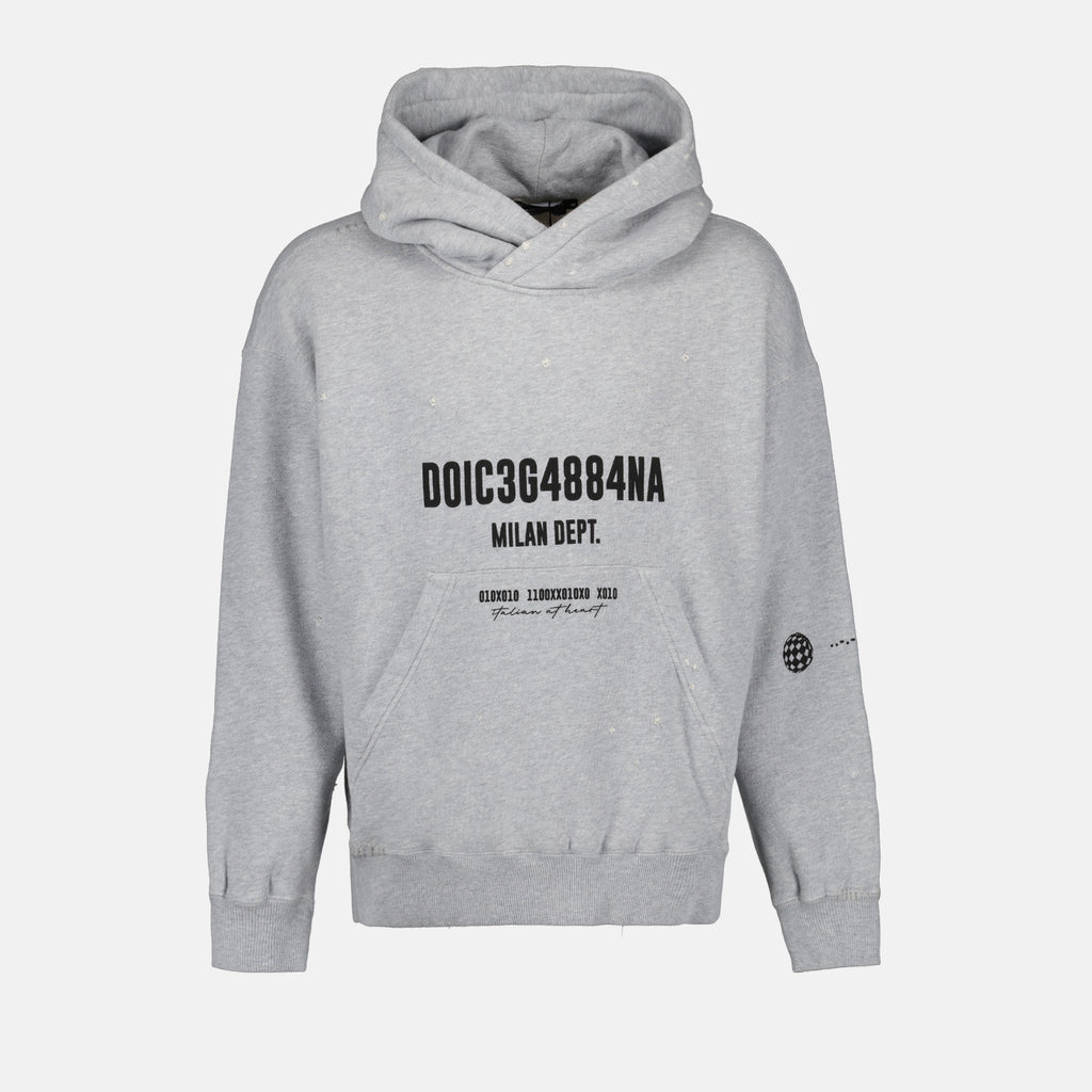 Sweatshirts Sweat à capuche imprimé Dolce & Gabbana Gris Homme