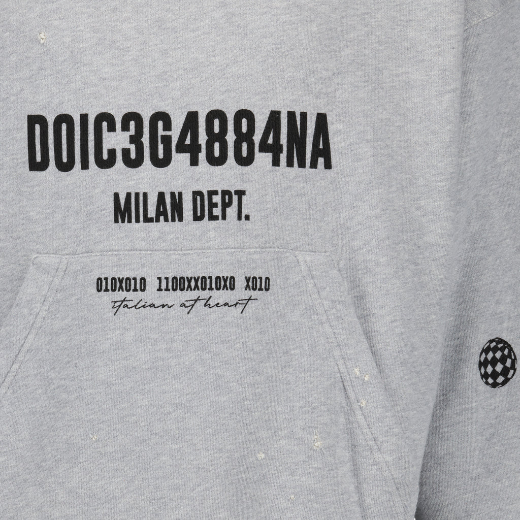 Sweatshirts Sweat à capuche imprimé Dolce & Gabbana Gris Homme