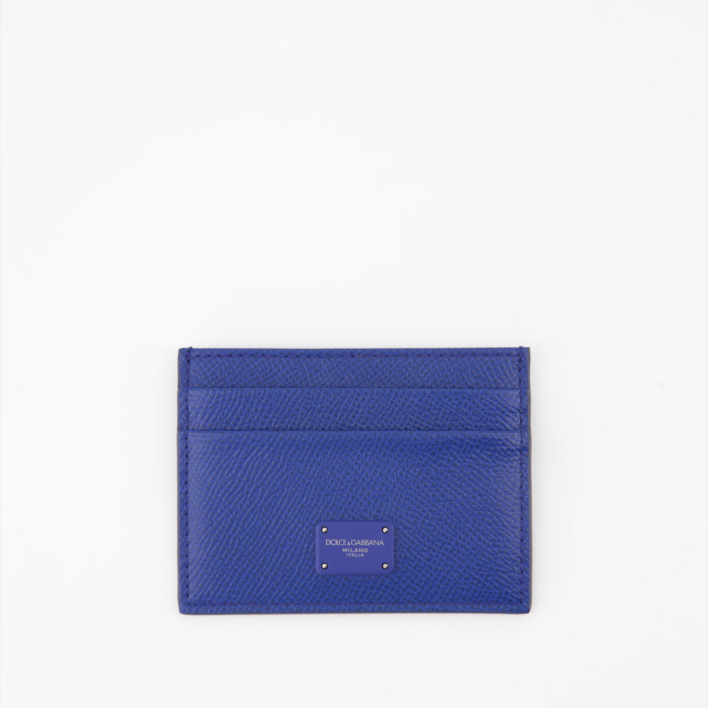 Piccola pelletteria Porte-cartes à logo plaque Dolce & Gabbana Blu Homme