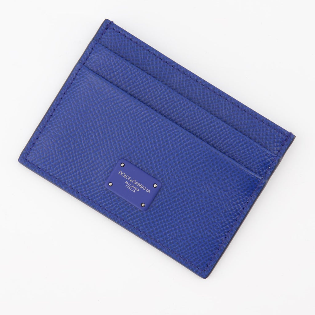 Piccola pelletteria Porte-cartes à logo plaque Dolce & Gabbana Blu Homme