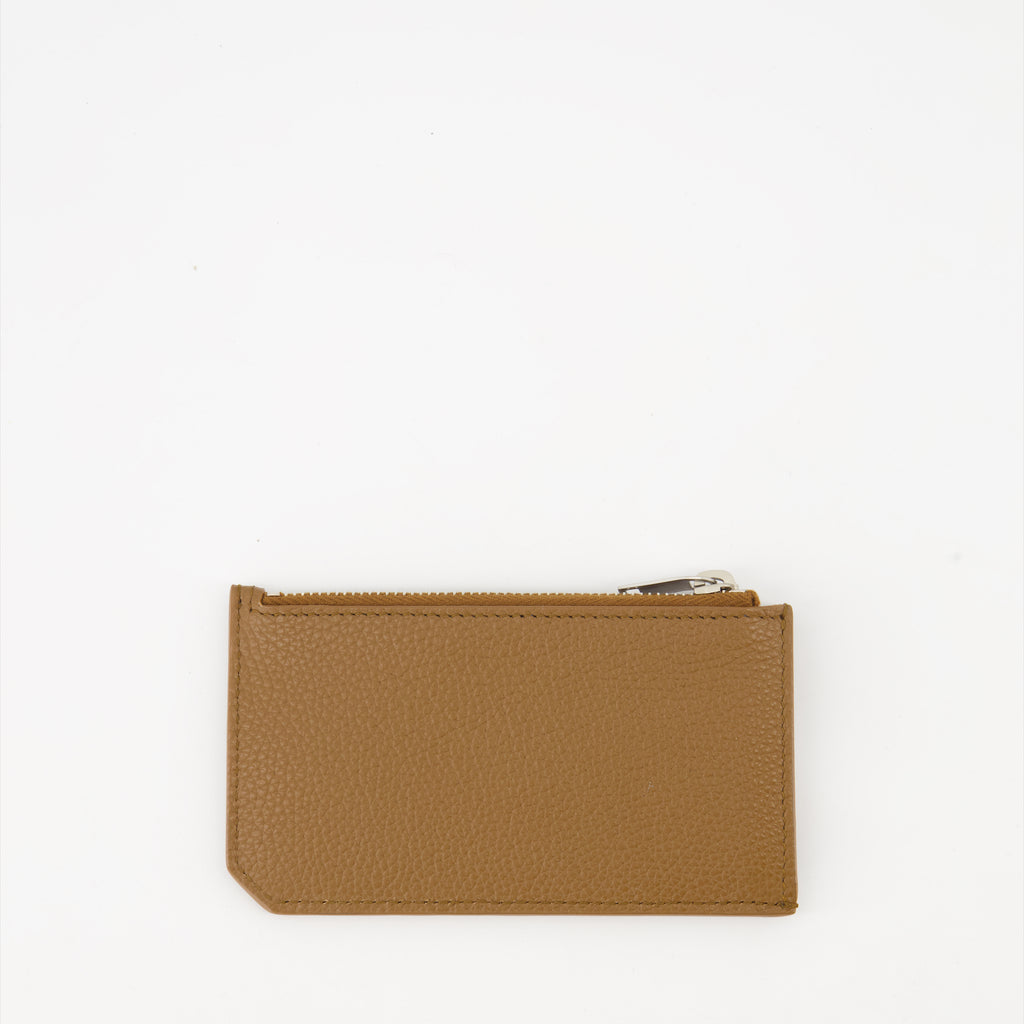 Small leather goods Cassandre Shadow Zipped Card Holder Saint Laurent Brown Homme