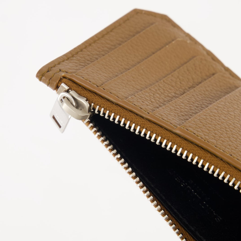 Small leather goods Cassandre Shadow Zipped Card Holder Saint Laurent Brown Homme