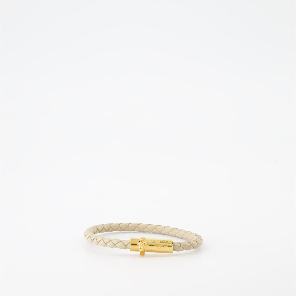 Jewelry Braided leather bracelet Versace Beige Unisex