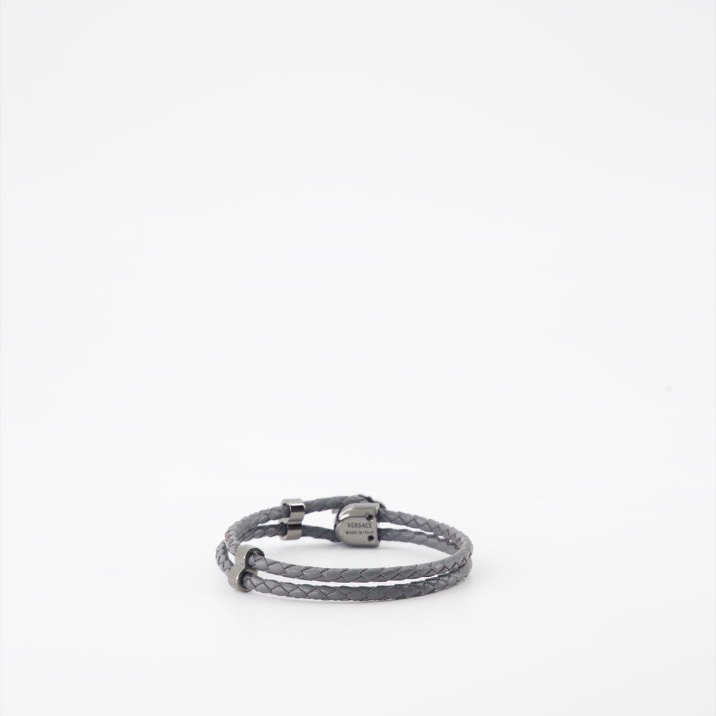 Bijoux Bracelet en cuir tressé Versace Gris Homme