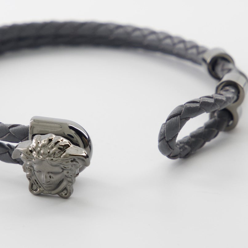 Bijoux Bracelet en cuir tressé Versace Gris Homme