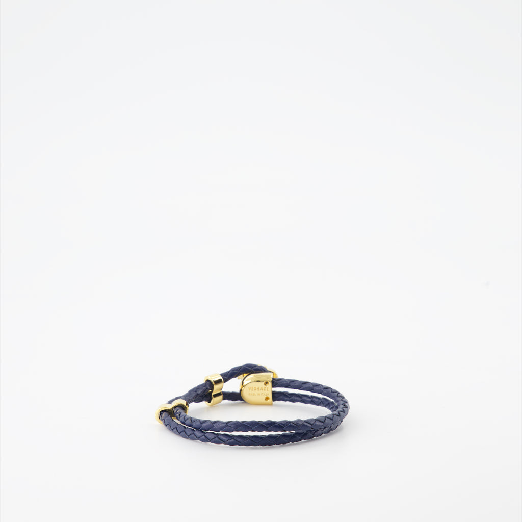 Jewelry Braided leather bracelet Versace Blue Man
