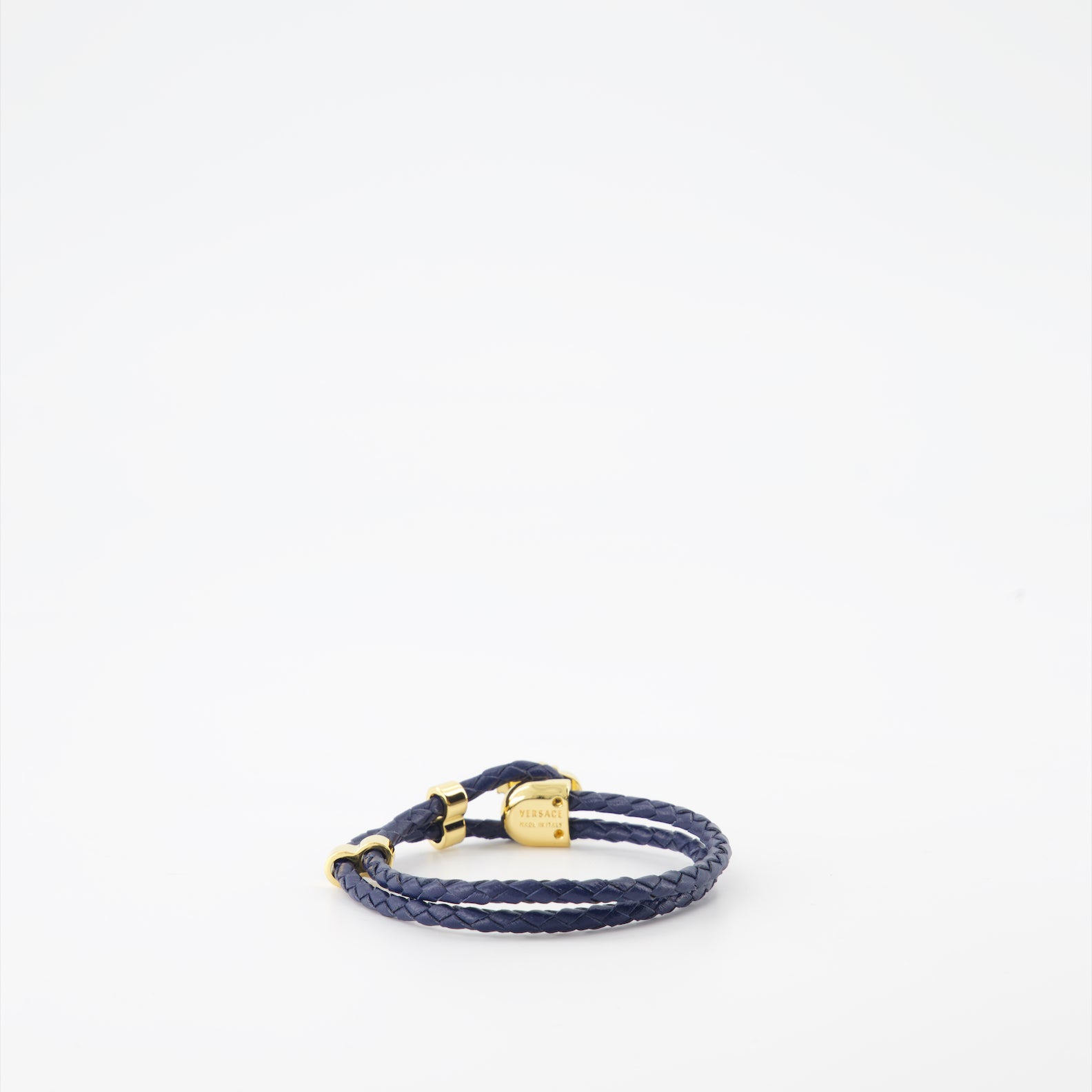 Jewelry Braided leather bracelet Versace Blue Man
