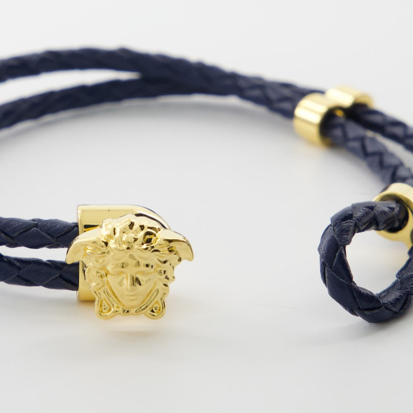 Jewelry Braided leather bracelet Versace Blue Man