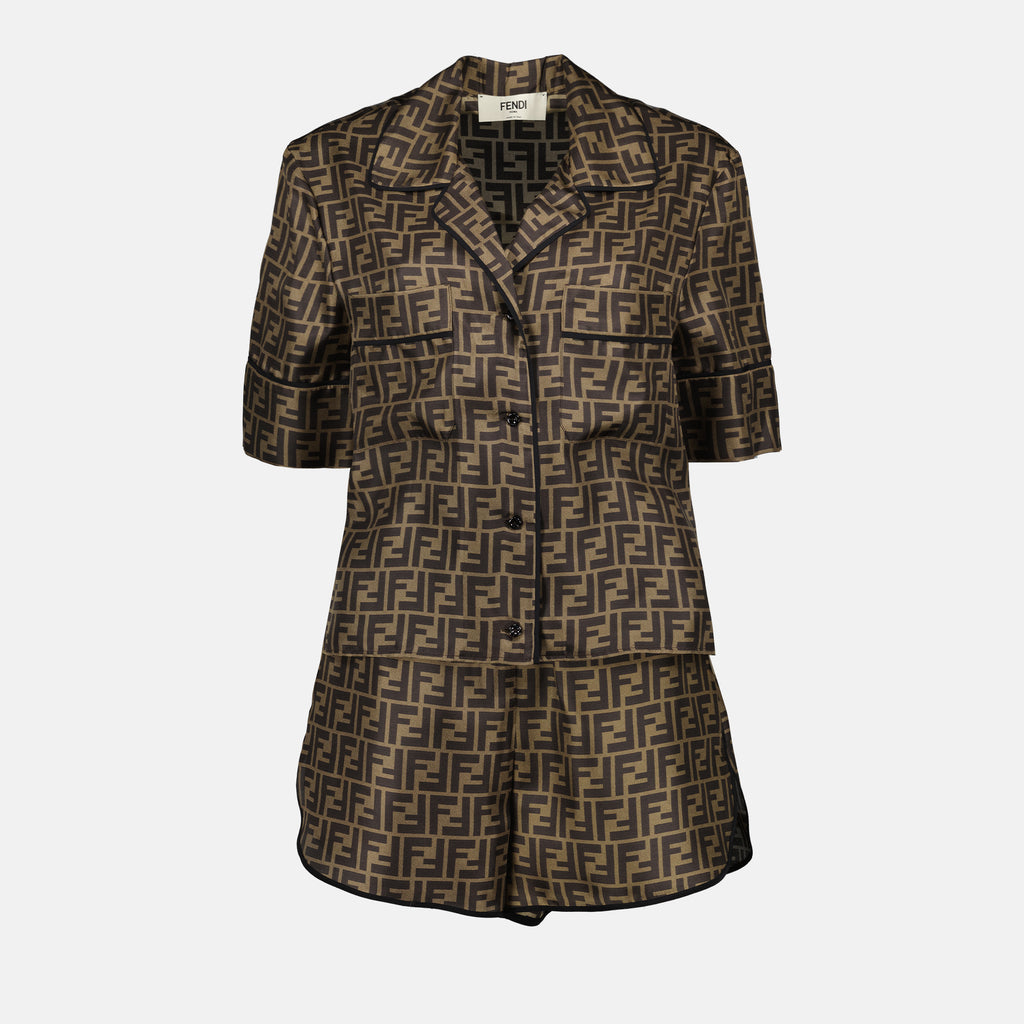 Sous-vêtements et homewear Pyjama en soie Fendi Marron Femme