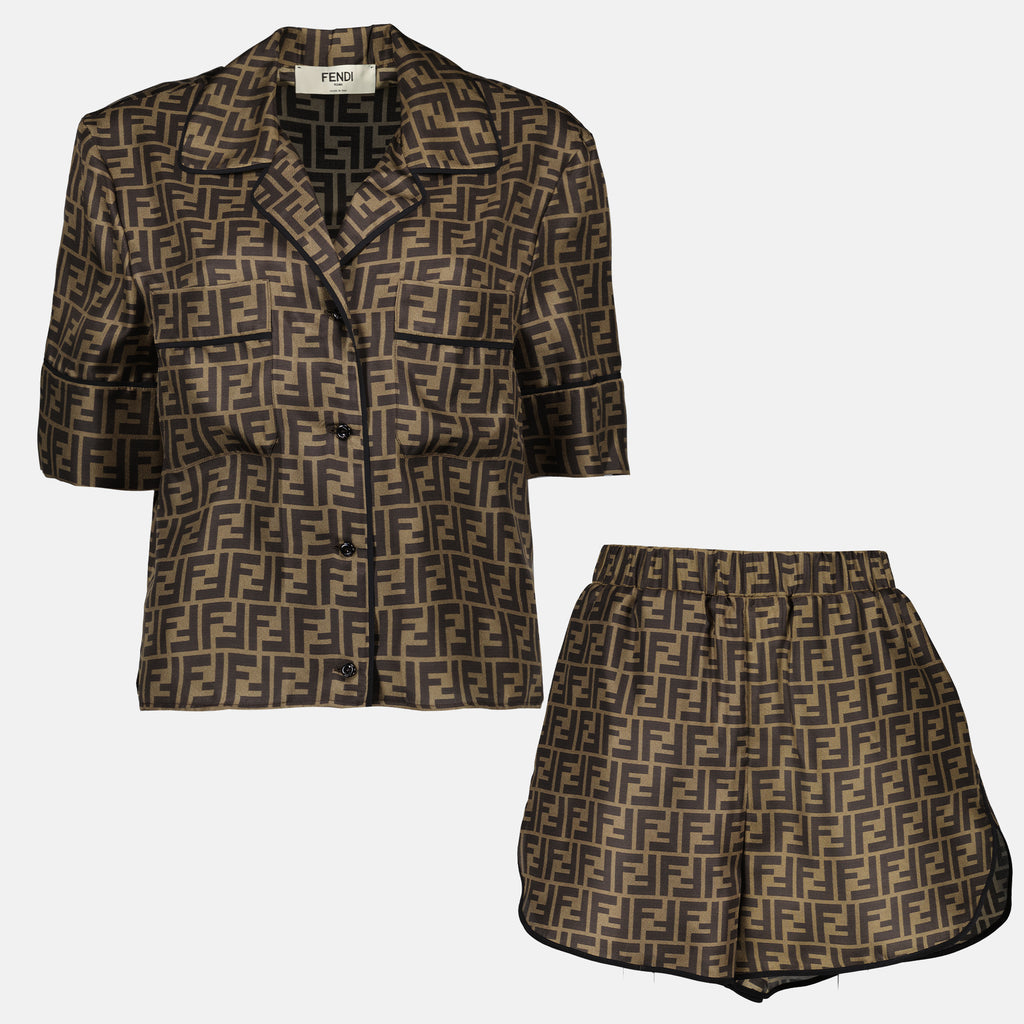 Sous-vêtements et homewear Pyjama en soie Fendi Marron Femme