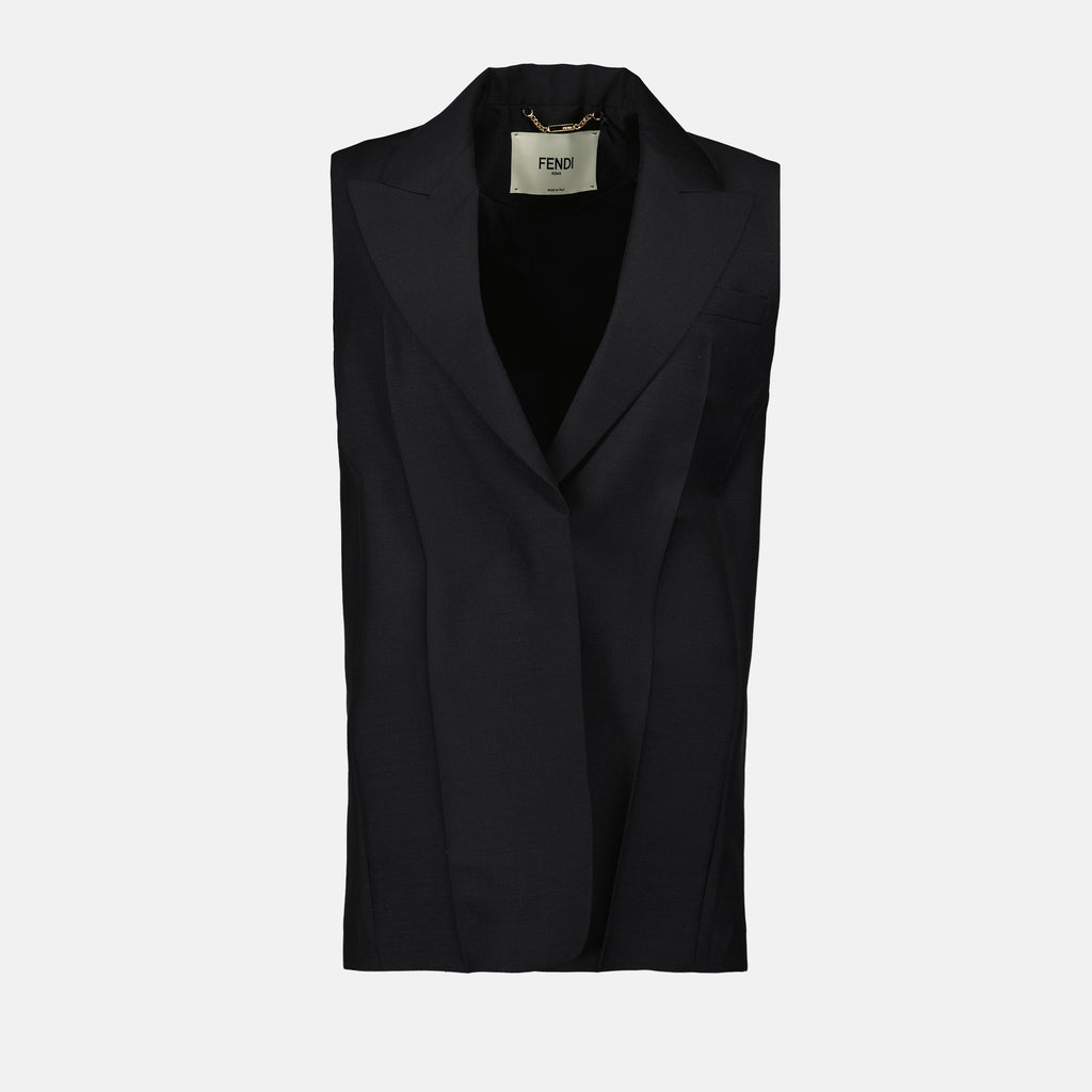 Jaquetas Blazer Sem Mangas Fendi Preto Femme