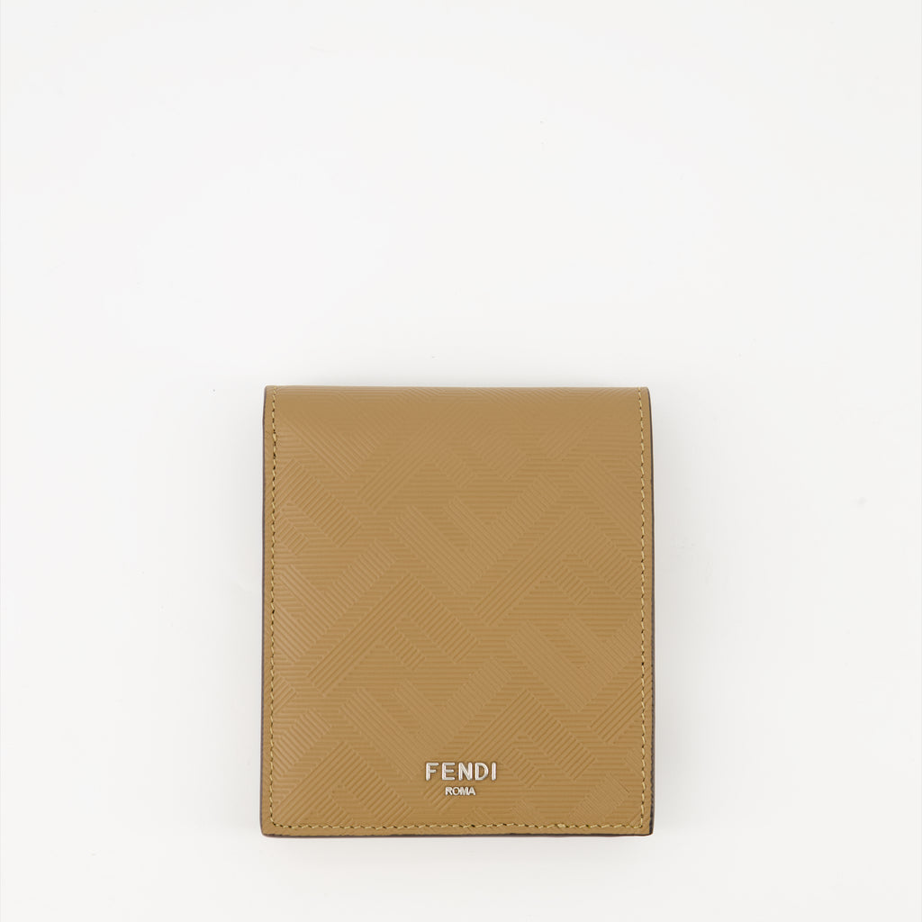 Small leather goods Portefeuille en cuir Fendi Shadow Fendi Beige Homme
