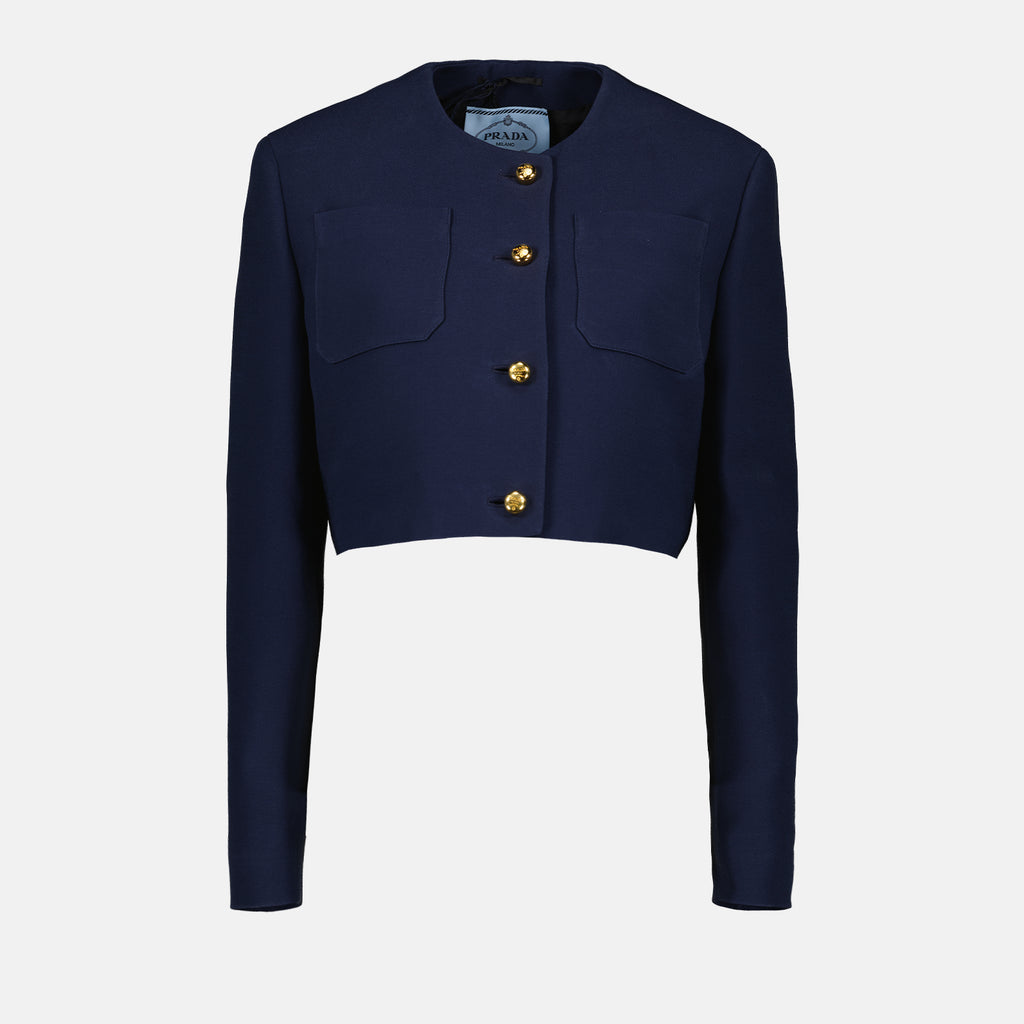 Jackets Silk and Wool Jacket Prada Dark blue Femme