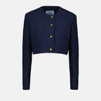Jackets Silk and Wool Jacket Prada Dark blue Femme