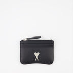 Small leather goods Heart Friend Wallet Ami PARIS Black Unisex