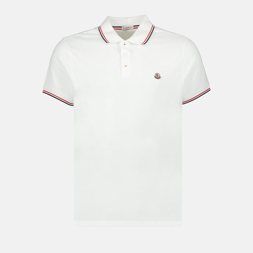 Polos Polo à logo et liseré Moncler Blanc Homme