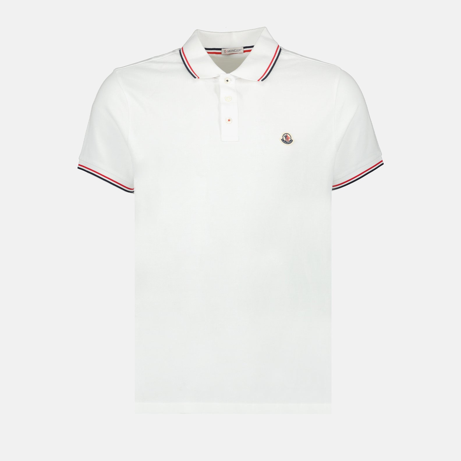 Polos Polo à logo et liseré Moncler Blanc Homme