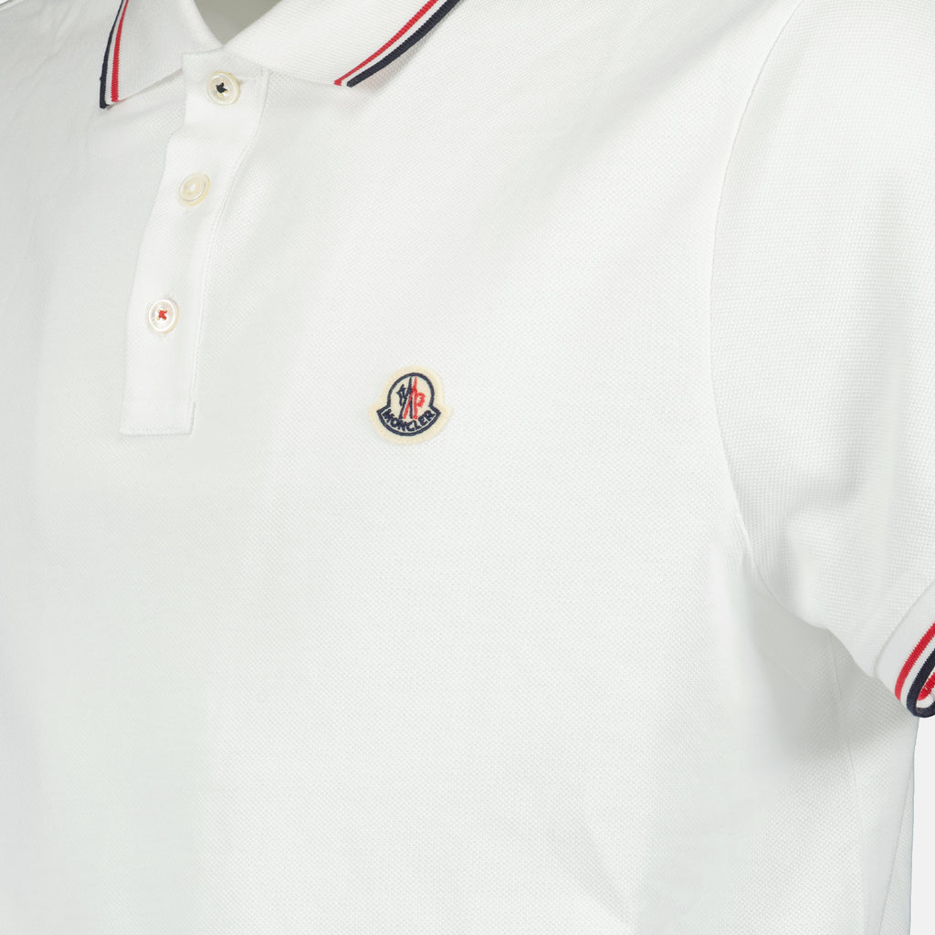 Polos Polo à logo et liseré Moncler Blanc Homme
