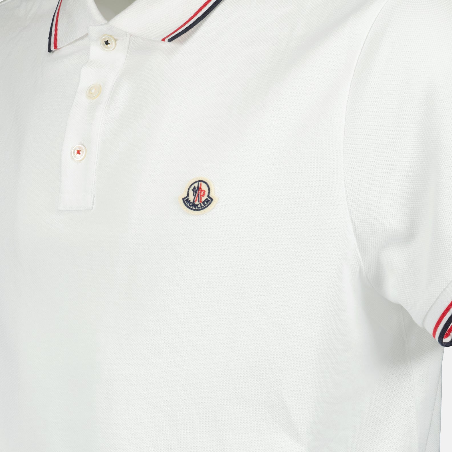 Polos Polo à logo et liseré Moncler Blanc Homme
