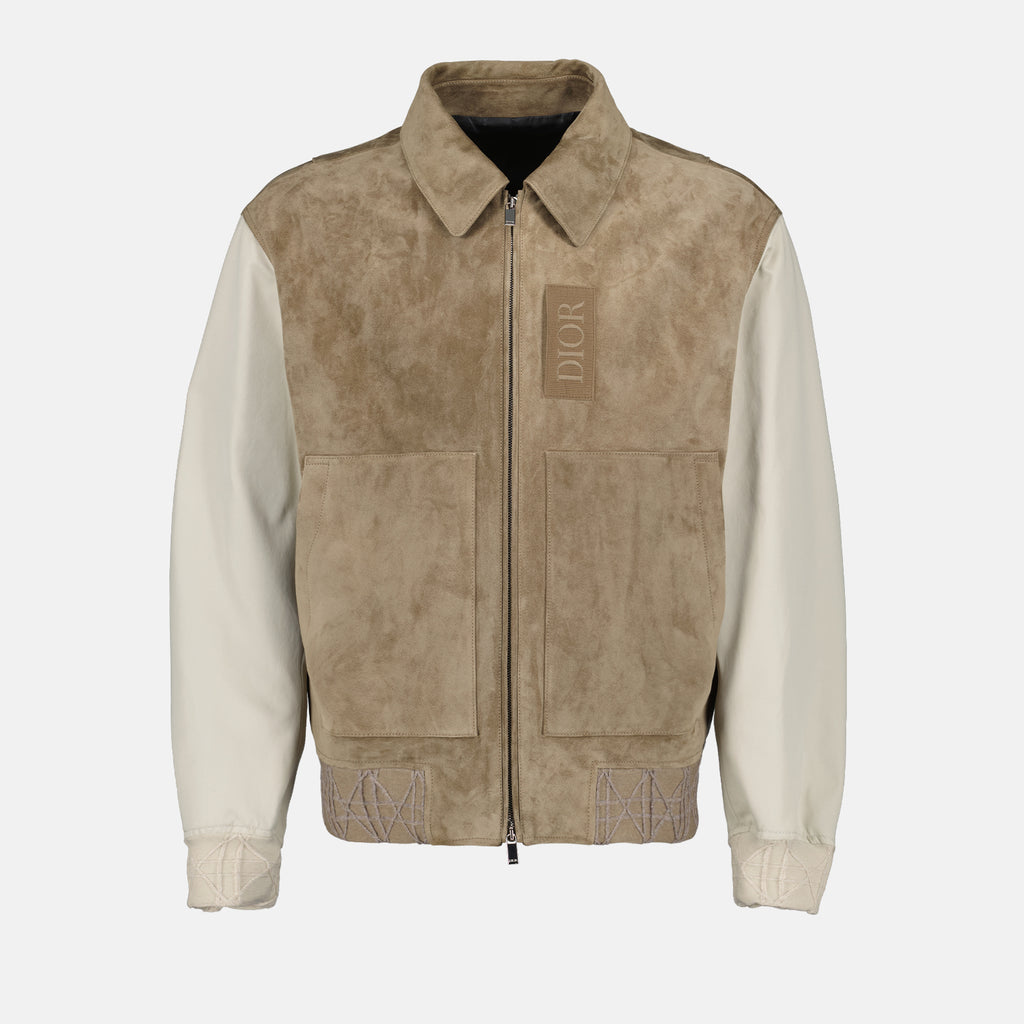 Coats Zipped Varsity Jacket Dior Beige Man
