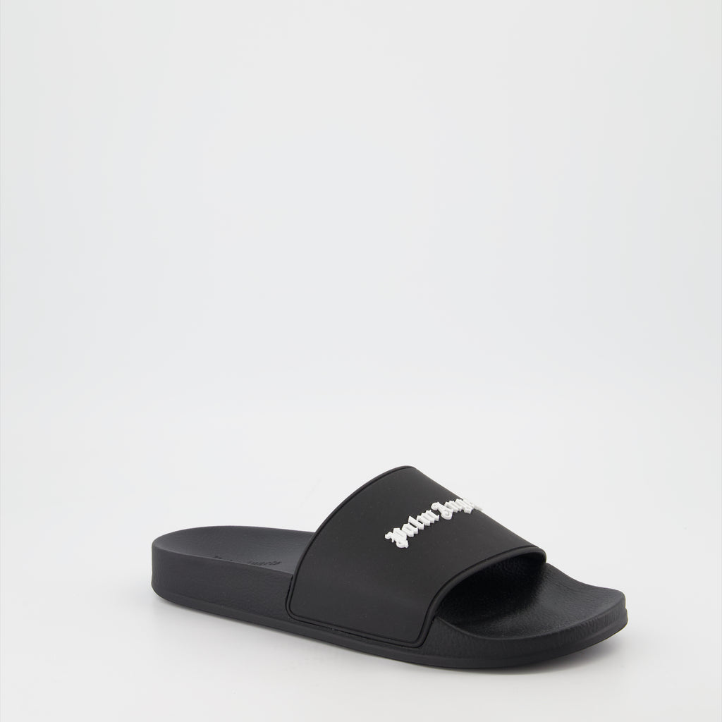 Open shoes Logo slides Palm Angels Black Man