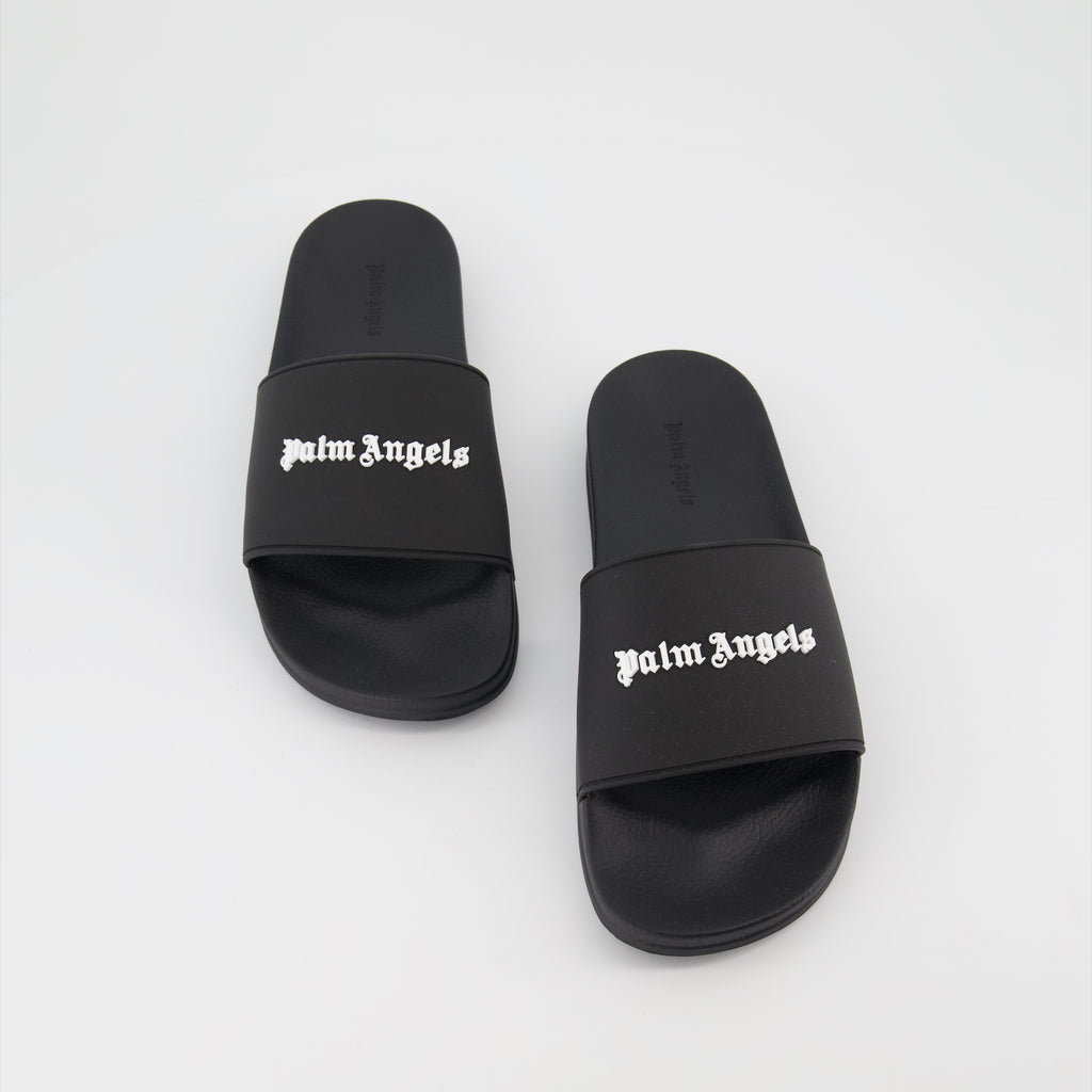 Open shoes Logo slides Palm Angels Black Man