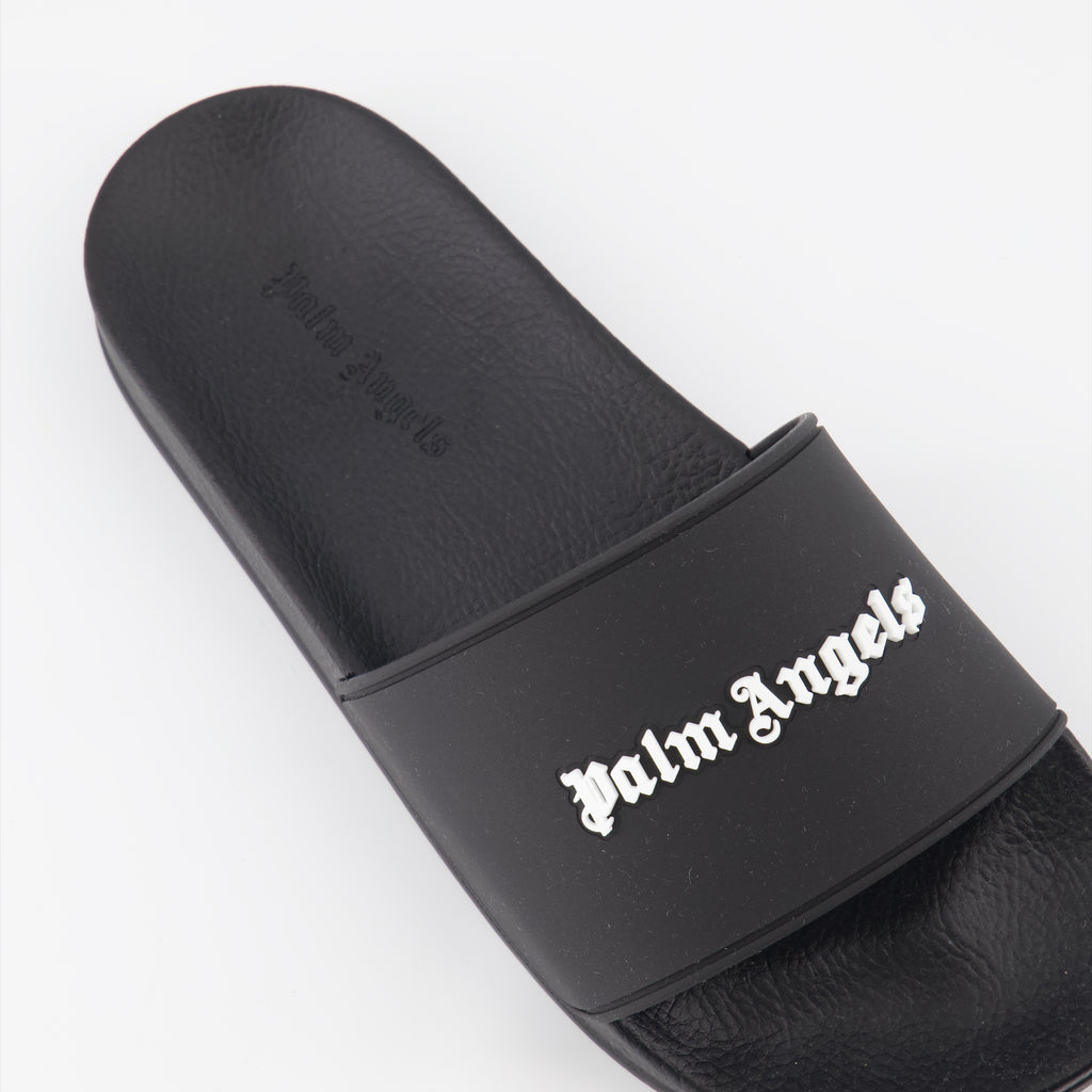 Open shoes Logo slides Palm Angels Black Women