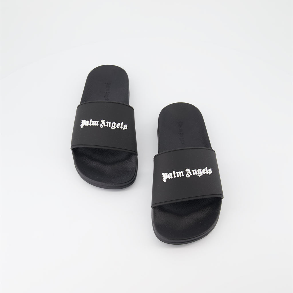 Open shoes Logo slides Palm Angels Black Women