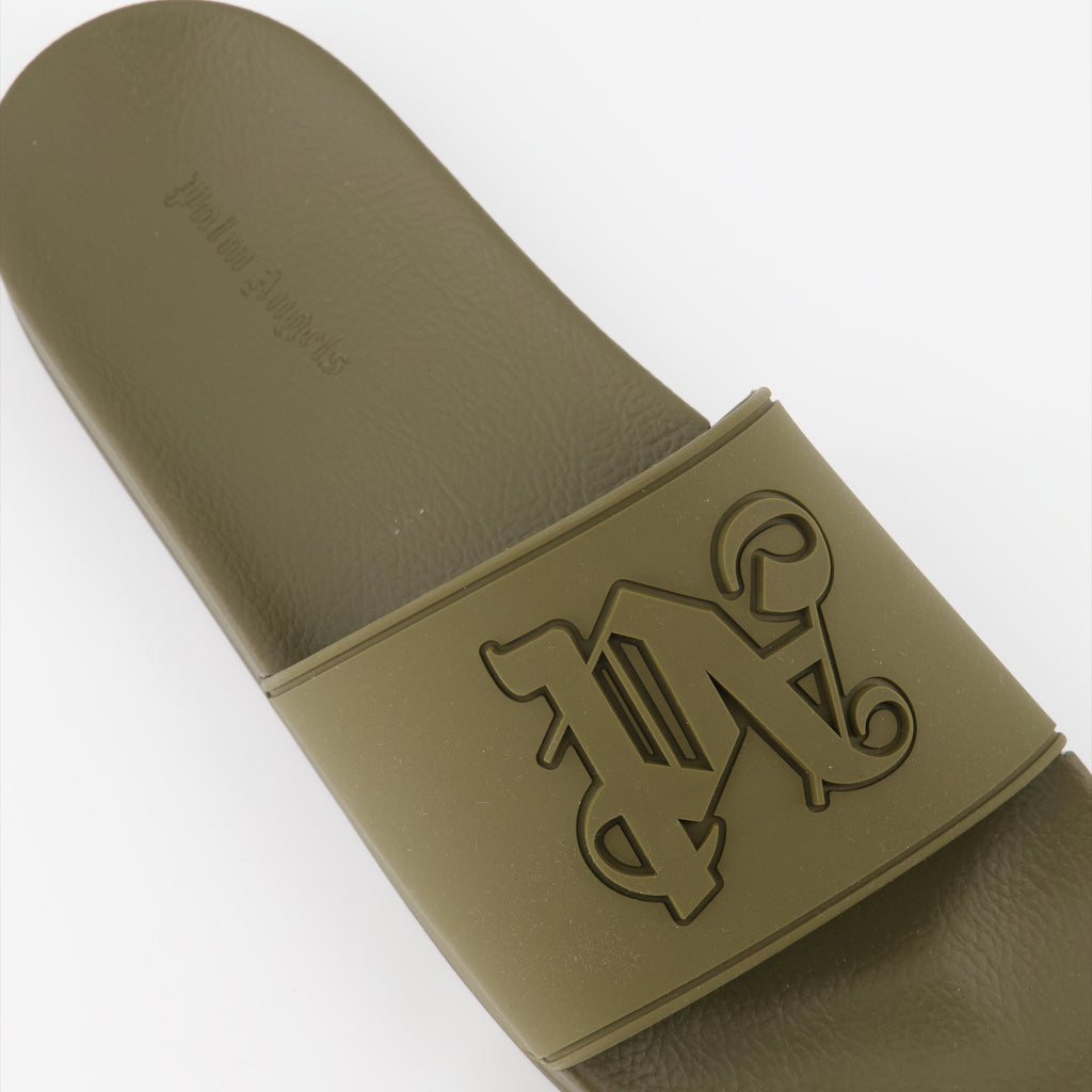 オープントゥシューズ PA モノグラム スライド Palm Angels 緑 男