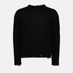 Maille Pull en maille destroy Saint Laurent Noir Homme