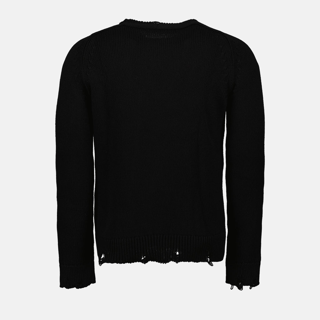 Maille Pull en maille destroy Saint Laurent Noir Homme