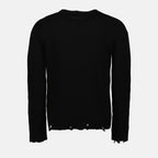 Maille Pull en maille destroy Saint Laurent Noir Homme