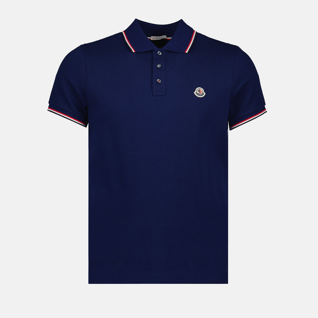 Polos Polo à logo et liseré Moncler Bleu Homme