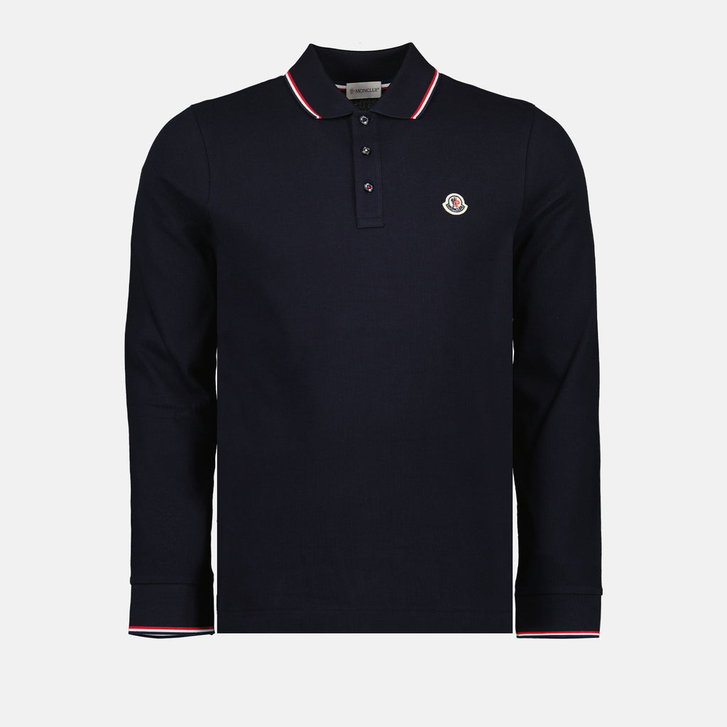 Polo shirts Long-sleeved polo shirt Moncler Blue Man