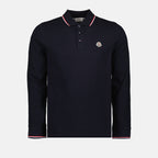 Polo shirts Long-sleeved polo shirt Moncler Blue Man