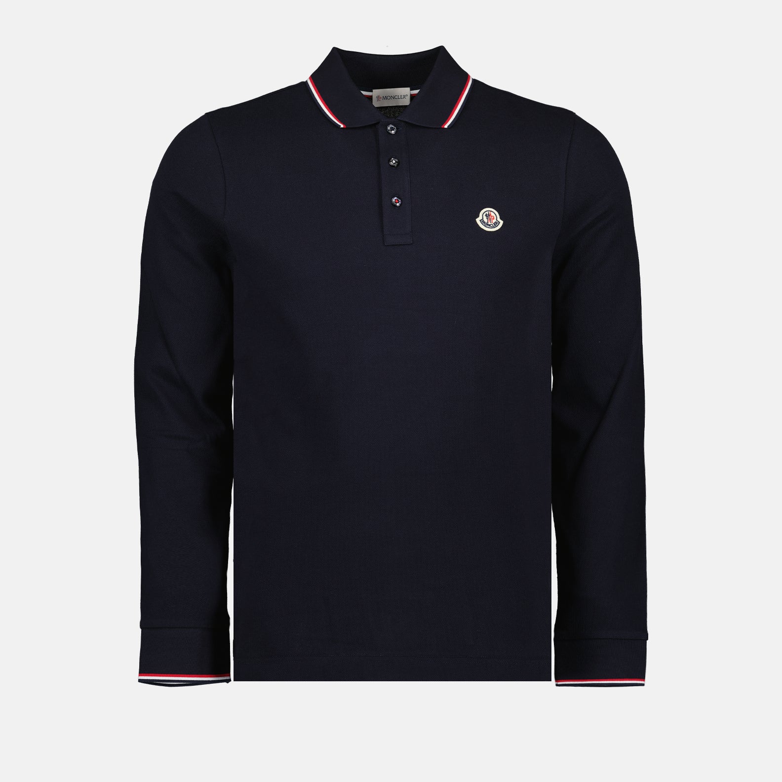 Polo shirts Long-sleeved polo shirt Moncler Blue Man