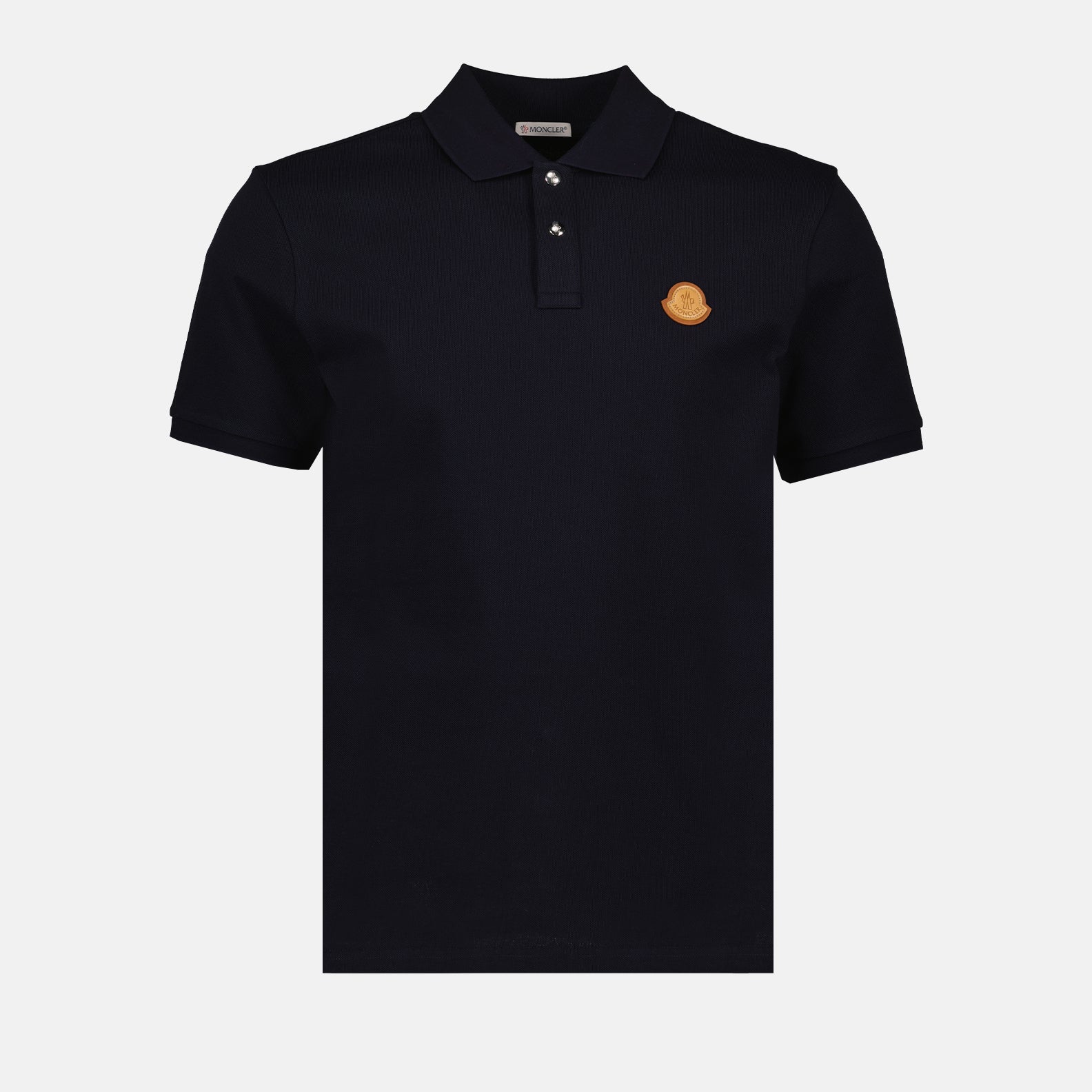 Polo shirts Leather logo polo shirt Moncler Blue Man