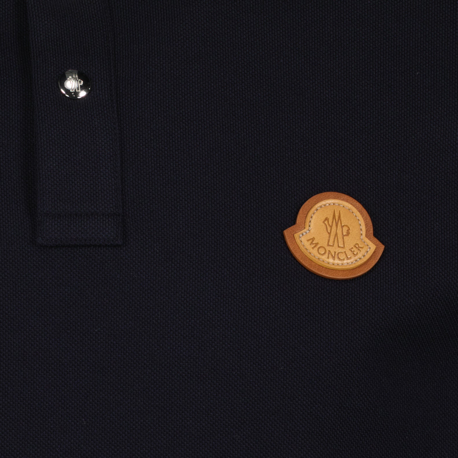 Polo shirts Leather logo polo shirt Moncler Blue Man