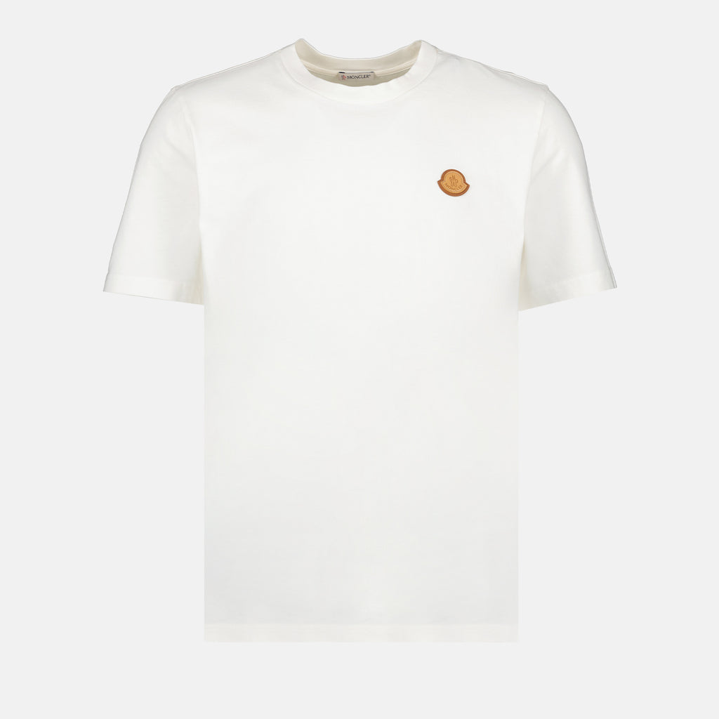 T-shirts T-shirt à logo en cuir Moncler Blanc Homme
