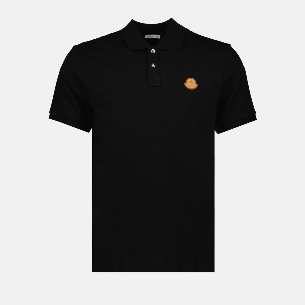 Polo shirts Leather logo polo shirt Moncler Black Man
