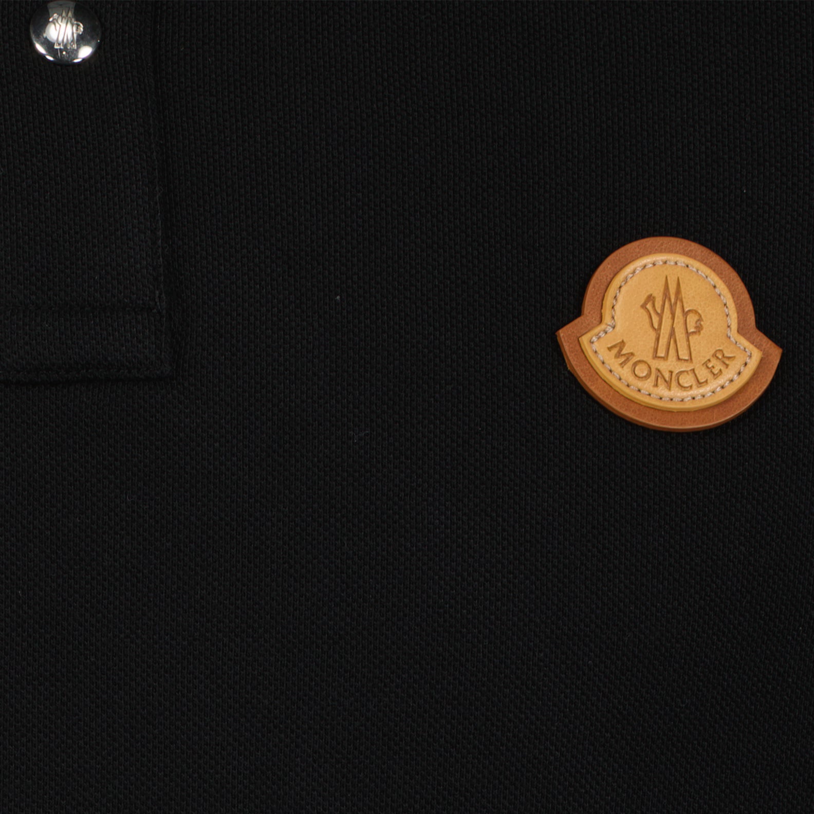 Polo shirts Leather logo polo shirt Moncler Black Man