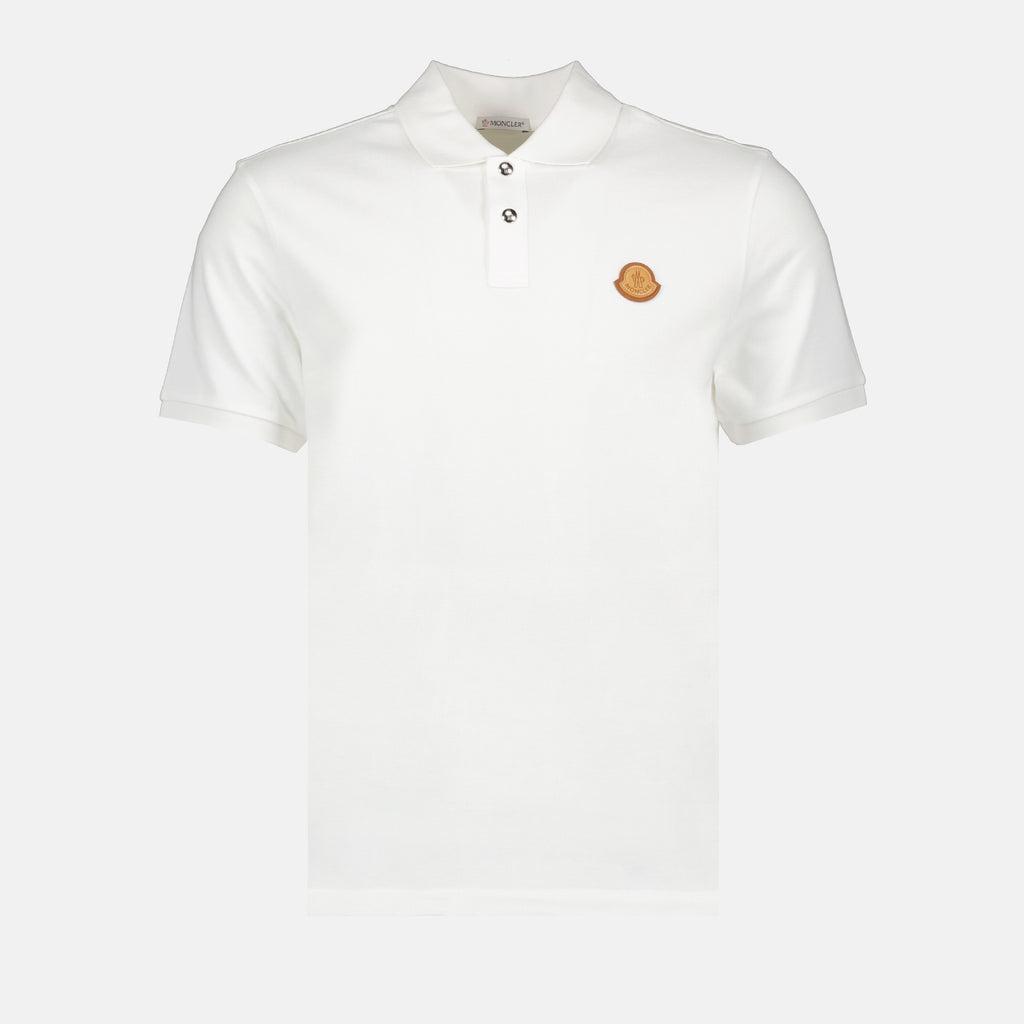 Polo shirts Leather logo polo shirt Moncler White Man